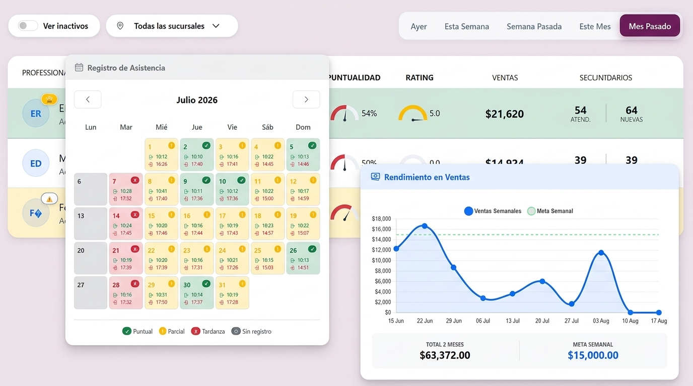 Control de Profesionales, Asistencia y Rendimiento en Ventas